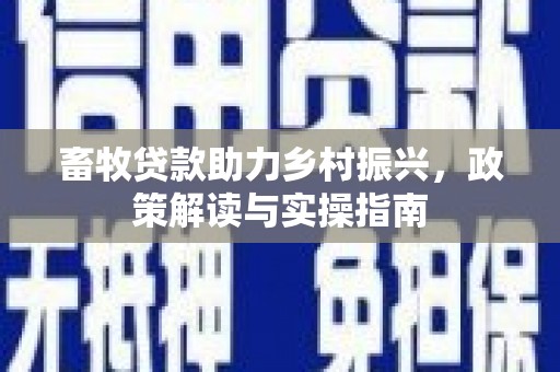 庄河畜牧贷款助力乡村振兴，政策解读与实操指南